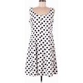 Ronni Nicole Casual Dress - A-Line Scoop Neck Sleeveless: White Polka Dots Dresses - Women's Size 12