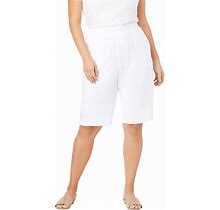 Roaman's Women's Plus Size Soft Knit Bermuda Short - 5X, White
