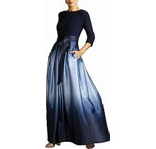 S.L. Fashions Women's Long Satin Ombre Party Dress With Pockets (Missy