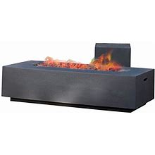 Afuera Living 56'' Patio Concrete Fire Pit Table, Rectangular Outdoor Fire Tank Table, Propane Gas Cover Included, Light Weight, Dark Grey, 56''L X