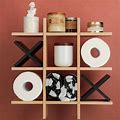 Wooden & Black Color Tic Tac Toe Toilet Paper Stand Wall Mounted Bathroom Decor
