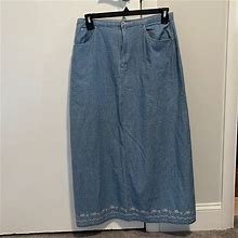 Liz Claiborne Skirts | Vintage Crazy Horse Cottagecore Gingham Maxi Skirt | Color: Blue/White | Size: 14