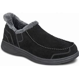 Essential Tremor Moccasins, Pain Relief Technology, Wide Toe-Box, Men's Slip On Slippers | Orthofeet Hands Free Shoes, Vito, 13 / Wide / Black