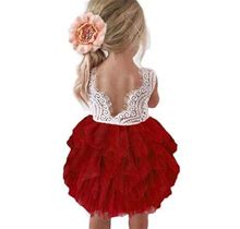 Maxcozy Kids Baby Girl Peony Lace Back A-Line Tiered Tutu Tulle Flower Dress Bridesmaid Wedding Pageant Party Gown Dresses 0-5T