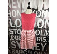 Luxology Pink Lace Bodice With Pink White Stripes Dress Size M