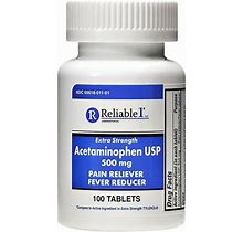 Reliable 1 Extra Strength Acetaminophen USP 500 Mg Tablets, 100 Ea