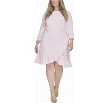 Tommy Hilfiger Plus Size Ruffled Shift Dress - Ballerina Pink - Size 22W