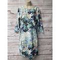 H & M Blue Floral Bodycon Dress Size L Wd2-37
