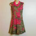 Ap.T 9 Women's M Knit Floral Sleeveless Fit N Flare Skater Dress Taupe Pink NWT