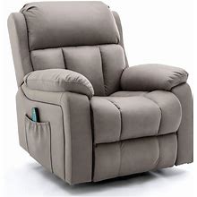 HOMREST Swivel Rocker Recliner Chair With Heat And Massage, 360 Degree Swivel Rocking Recliner Chair For Adults, Reclining Sofa With Side Pocket For