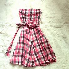 H&M Dresses | Black Pink Checkered Strapless Dress H&M | Color: Black/Pink | Size: 6