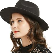 Women Or Men Woolen Felt Fedora Hat Vintage Widet Brim Crushable Hat Belt Jazz