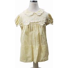 Feltman Bros Dresses | Vintage Feltman Bros 3-6m Jumping Bunnies Lace Trim Sheer Dress | Color: White/Yellow | Size: 3-6Mb