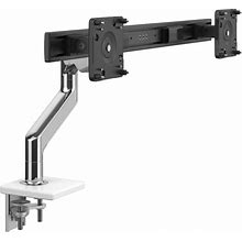 Humanscale M8.1 Dual Monitor Arm Mount - Adjustable Monitor Mount W/Mounting Bracket And Crossbar - Polished Aluminum Mount Arm Desk Mount -