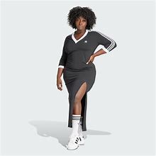 Adidas Adicolor Classics 3-Stripes V-Neck Maxi Dress (Plus Size) Black 2X - Womens Originals Skirts & Dresses