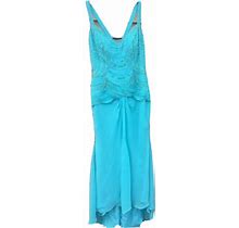Annabelle Sequin Blue Formal/ Special Occasion Long Hi/Low Dress Size