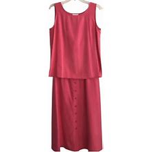 Talbots Dresses | Vtg Talbots Silk Shell Top & Button Front Skirt Sz 10-12 P Matching 2 Piece Set | Color: Pink | Size: M