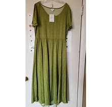 Lularoe 2X Riley Dress Empire Midi Green Dress W/Arrow Print $44