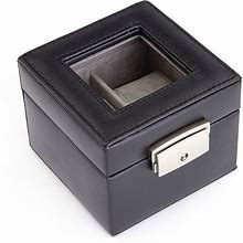 Royce Leather Two-Slot Watch Box, Black