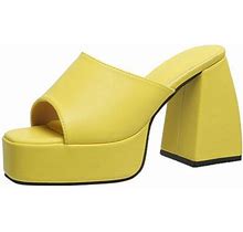 Oavqhlg3b Platform Sandals For Women Sexy Square Peep Toe Slip On Chunky High Heel Sandals Date Dress Pumps