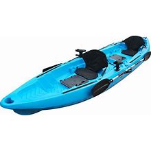 BKC TK122 Angler 12-Foot, 8 Inch Tandem Sit On Top Fishing Kayak W/ Soft Padded Seats And Paddles, Blue