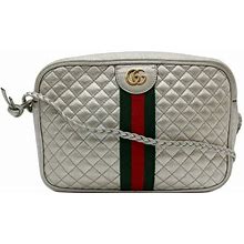 Pre-Owned Gucci GG Small Quilted Leather Shoulder Bag Metallic Silver 541051