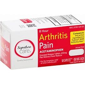 Signature Care Pain Relief Arthritis Caplet Acetaminophen 650Mg Pain Reliever - 50 Count