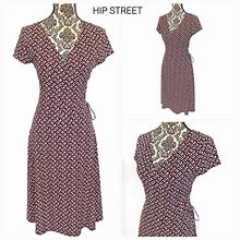 Msk Dresses | Msk Petite Ss Surplice Top Swing Skirt Stretch Print Dress 8P | Color: Black/Red | Size: 8P