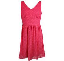 Nine West Pink Belted Burnout Polka Dot Fit & Flare Dress 6