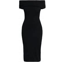 Bottega Veneta Women's Off-The-Shoulder Midi-Dress - Black - Size 8