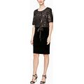 Alex Evenings Women's Sequin-Top Velvet-Skirt Dress - Black/Bronze - Size 4