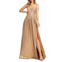 Mac Duggal Women's Metallic Ruched A-Line Gown - Gold - Size 16