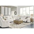 Ashley Keensburg Linen 3 Piece Power Reclining Left Arm Facing Sectional, White Contemporary And Modern Sectional Sofas And Couches From Coleman