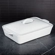 Potluck White Covered Baking Dish | Crate & Barrel