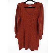 Loft Cable Knit Ladies Sweater Dress Rust, Burnt Orange Size Medium M