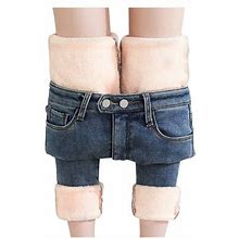 Plush Loose Pants Warm Straight Women's Haren Thickened High Jeans Waist Women's Jeans Jean Blouse Women