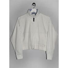 Vintage 00'S Nike Full-Zip Track Jacket Windbreaker Roll-Up Hood Slightly Cropped Length White Sportswear Old School Streetwear Women XS/S