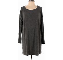 Eileen Fisher Casual Dress - Mini Scoop Neck Long Sleeves: Gray Marled Dresses - Women's Size Small