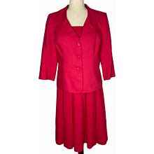 Talbots Women's Petite 2-Piece Dress/Jacket Pink Linen/Silk Lined