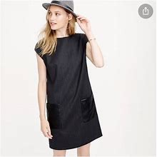 J. Crew Dresses | J.Crew Shift Dress With Faux Leather Pockets | Color: Black/Gray | Size: 8