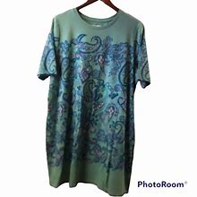 Isaac Mizrahi Dresses | Isaacmizrahilive Plus Size, Short Sleeve, T Shirt Style Dress | Color: Blue/Green | Size: 1X