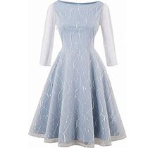 Kimring Women's Vintage 3/4 Length Sleeve Lace A-Line Swing Cocktail Party Dress