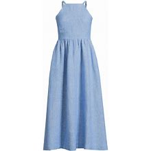 Women's Petite Linen Sleeveless Midi Dress - Lands' End - Blue - S
