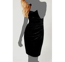 New $378 Laundry BY Shelli Segal Women's Black Ruched Velvet Sheath Dress Size 2