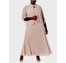 J Kara Womans Size 22 W 3/4 Sleeve Beaded Dress Blush/Silver 100% Polyester New