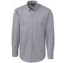 Cutter & Buck Easy Care Stretch Gingham Mens Long Sleeve Dress Shirt, Men's, Size: XL, Grey