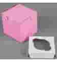 Baker's Mark 4" X 4" X 4" Pink Cupcake / Muffin Box With 1 Slot Reversible Insert - 10/Pack