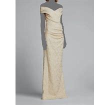 $760 Rickie Freeman By Teri Jon Women's Gold Off-The-Shoulder Gown Dress Size 10