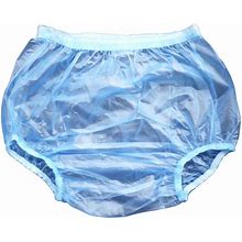 Haian Adult Incontinence Pull-On Plastic Pants 2 Pack (Large, Transparent Blue)