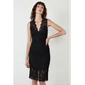Bardot Milana Black Lace Midi Knee-Length Sleeveless Floral Dress Size